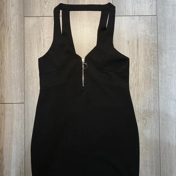 Zara black mini dress zip front, size S, great condition - Picture 1 of 3